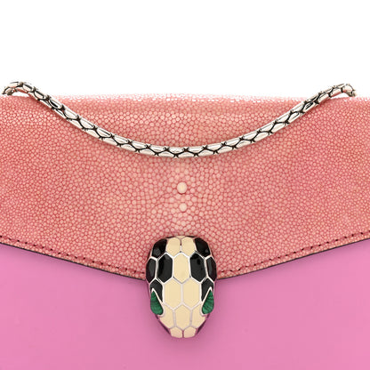Bulgari Calfskin Galuchat Serpenti Forever Crossbody Bag Pink 5 of 13