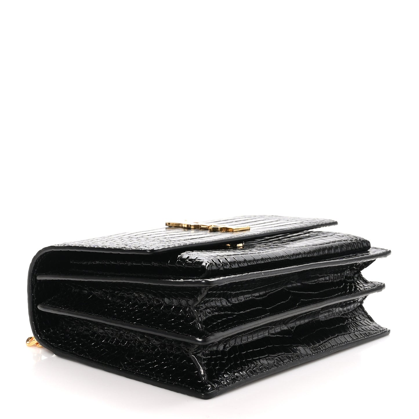 Calfskin Crocodile Embossed Medium Monogram Sunset Black