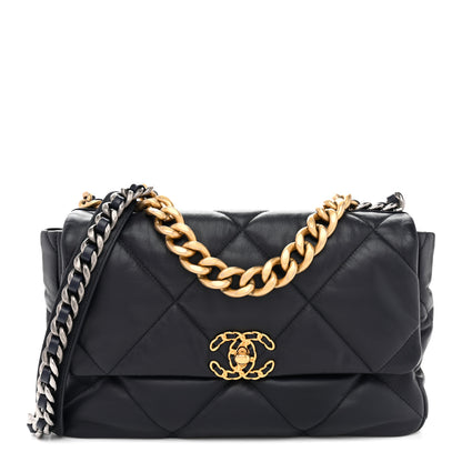 Chanel Goatskin Quilted Large Chanel 19 Flap Navy Blue 1 of 10