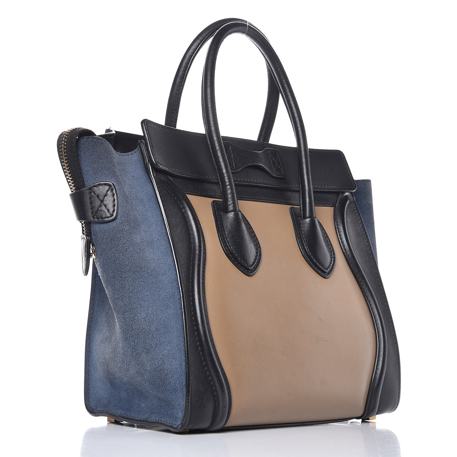 Celine Smooth Calfskin Suede Micro Tri-Color Luggage Beige 3 of 13