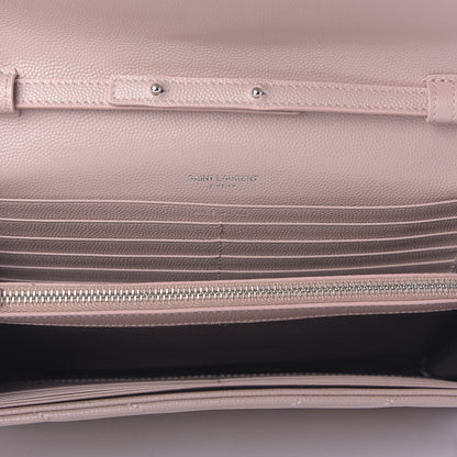 Saint Laurent Grain De Poudre Matelasse Chevron Monogram Chain Wallet Pale Pink 5 of 9