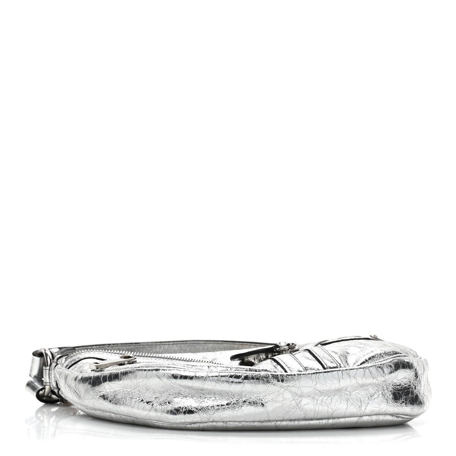 Versace Metallic Calfskin Small Repeat Zip Hobo Silver 4 of 8