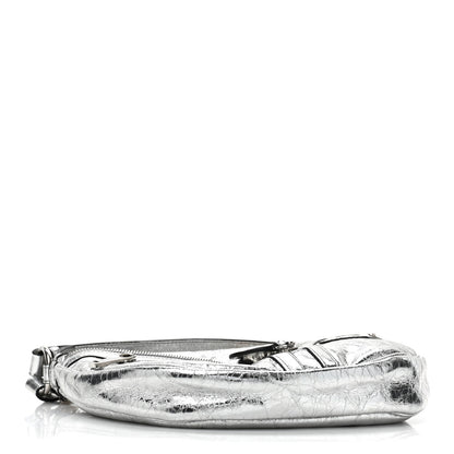 Versace Metallic Calfskin Small Repeat Zip Hobo Silver 4 of 8