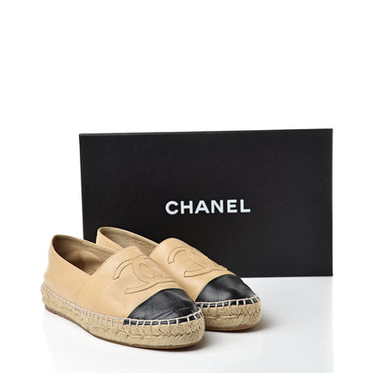 Chanel Lambskin CC Espadrilles 36 Beige Black 15 of 15