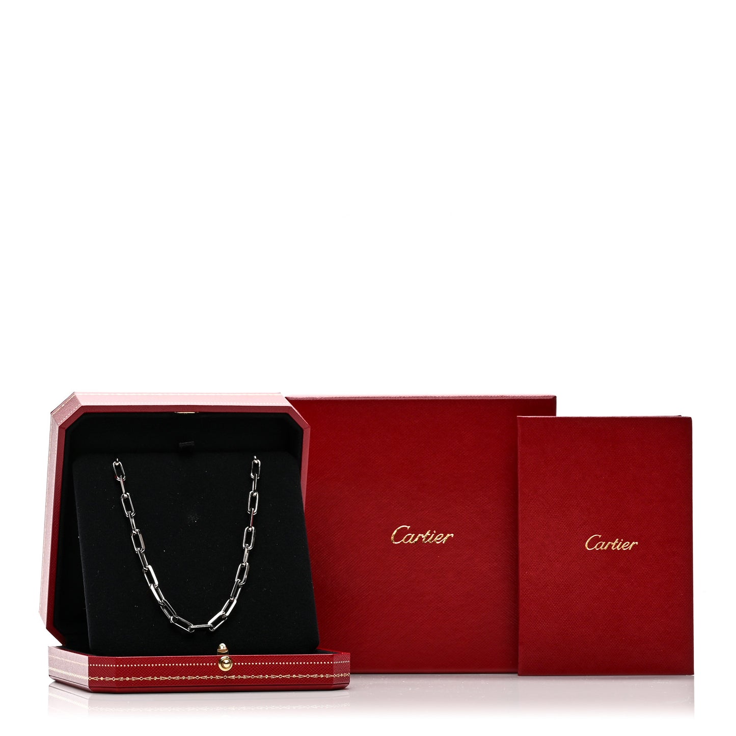 18K White Gold Medium Santos De Cartier Link Necklace
