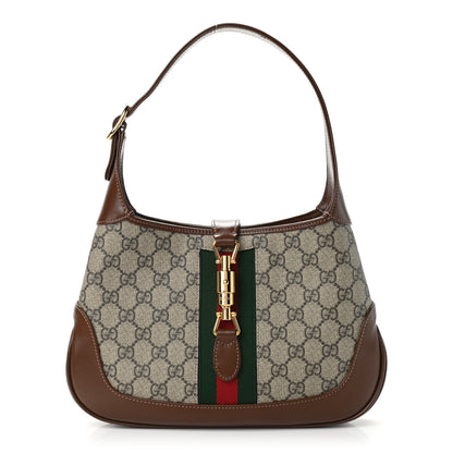 Gucci GG Supreme Monogram Azalea Calfskin Web Small Jackie 1961 Hobo Beige Ebony Brown Sugar 1 of 9