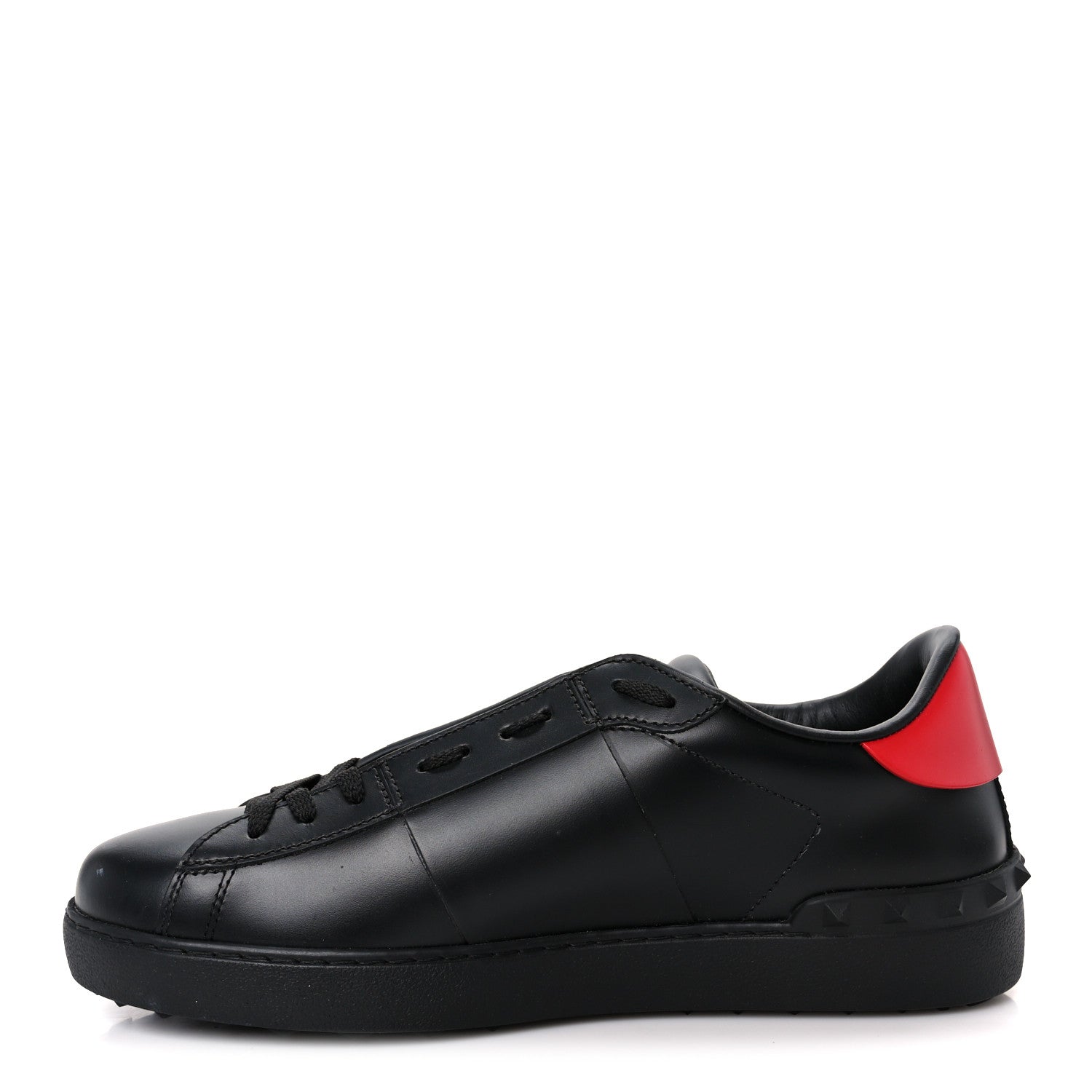 Valentino Garavani Calfskin Mens Rockstud VLTN Open Sneakers 41 Black Red 1 of 9