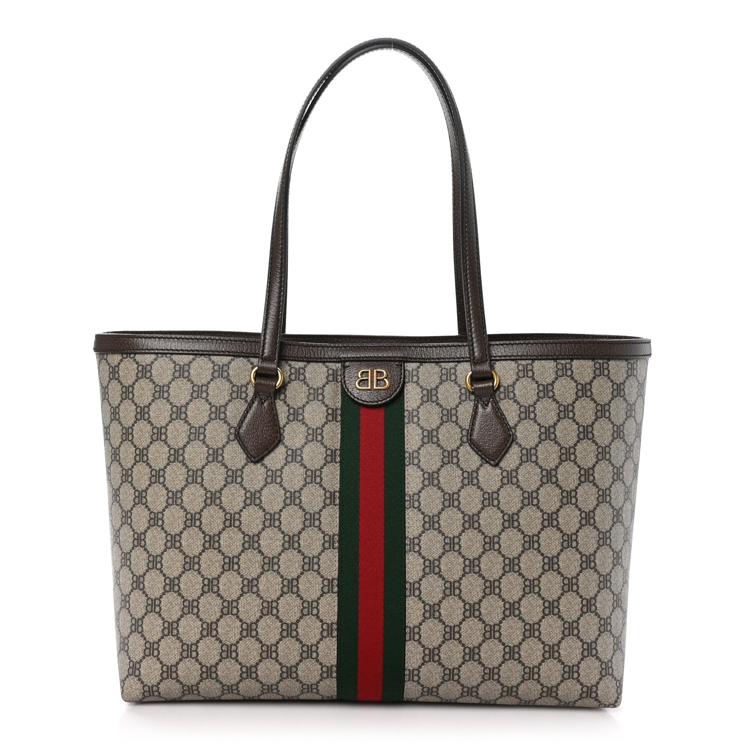 Gucci X BALENCIAGA BB Supreme Monogram Web Medium Ophidia Shopping Tote Beige New Acero 1 of 10