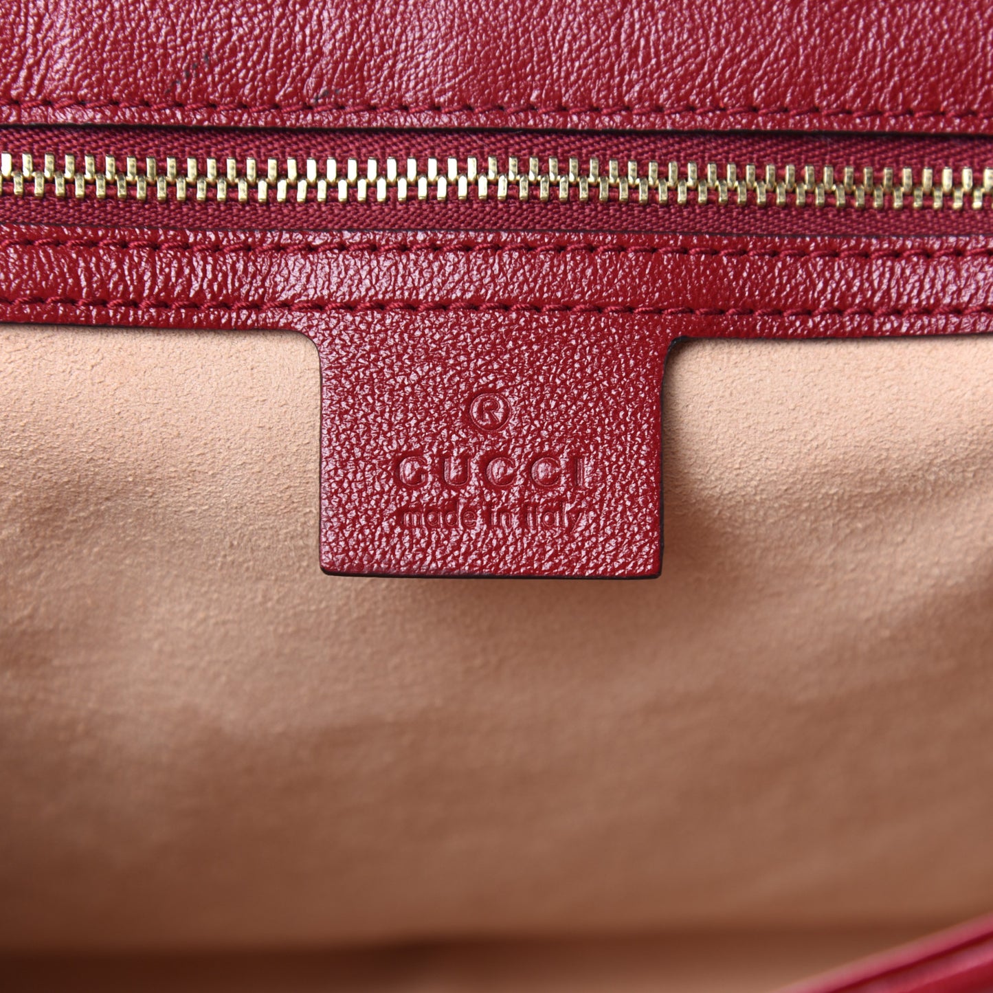Monogram Azalea Calfskin Matelasse Diagonal Medium GG Marmont Shoulder Bag Beige Ebony New Cherry Red