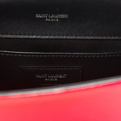 Saint Laurent Patent Grain de Poudre Small Monogram Kate Satchel Neon Pink 8 of 10