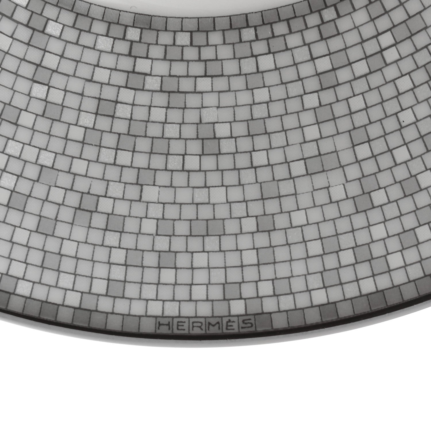 Hermes Porcelain Mosaique Au 24 Platine Tea Cup And Saucer Set Of 2 Platinum 6 of 8