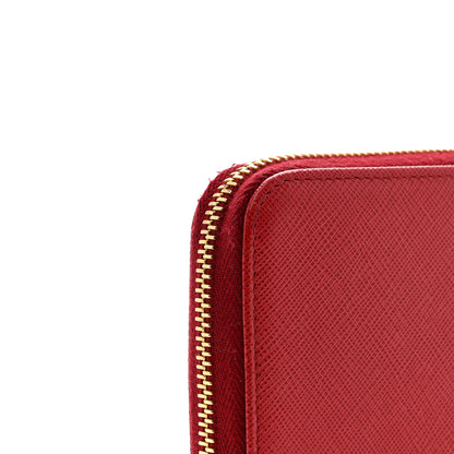 Prada Saffiano Metal Zip Around Wallet Fuoco 11 of 11