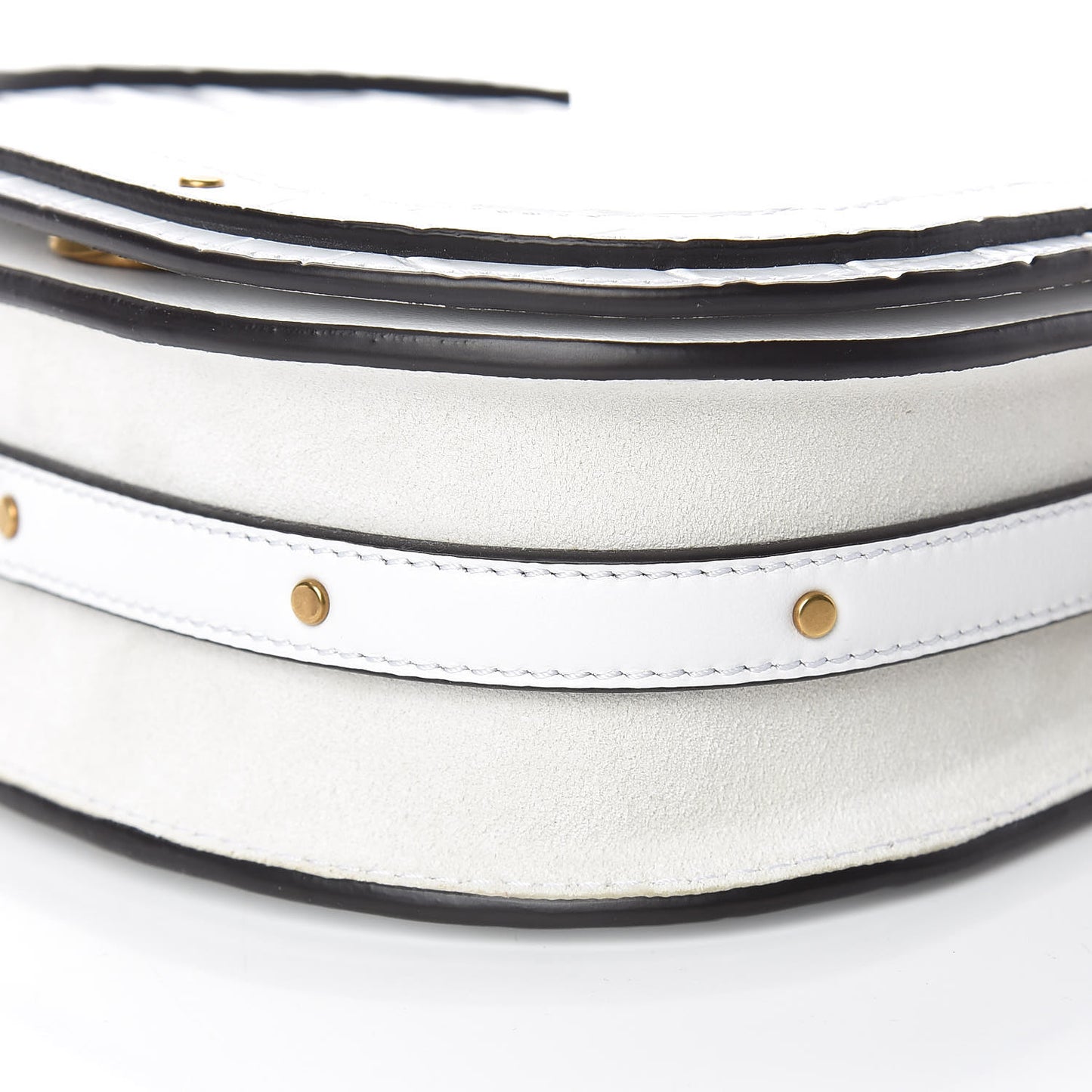 Suede Calfskin Crocodile Embossed Small Nile Bracelet Bag Brilliant White
