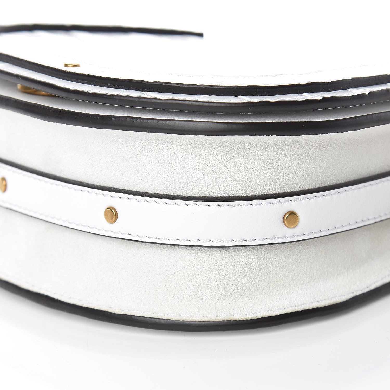 Chloe Suede Calfskin Crocodile Embossed Small Nile Bracelet Bag Brilliant White 10 of 11