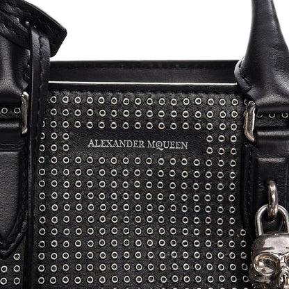 Alexander McQueen Calfskin Small Studded Padlock Zip Around Tote Black 8 of 11
