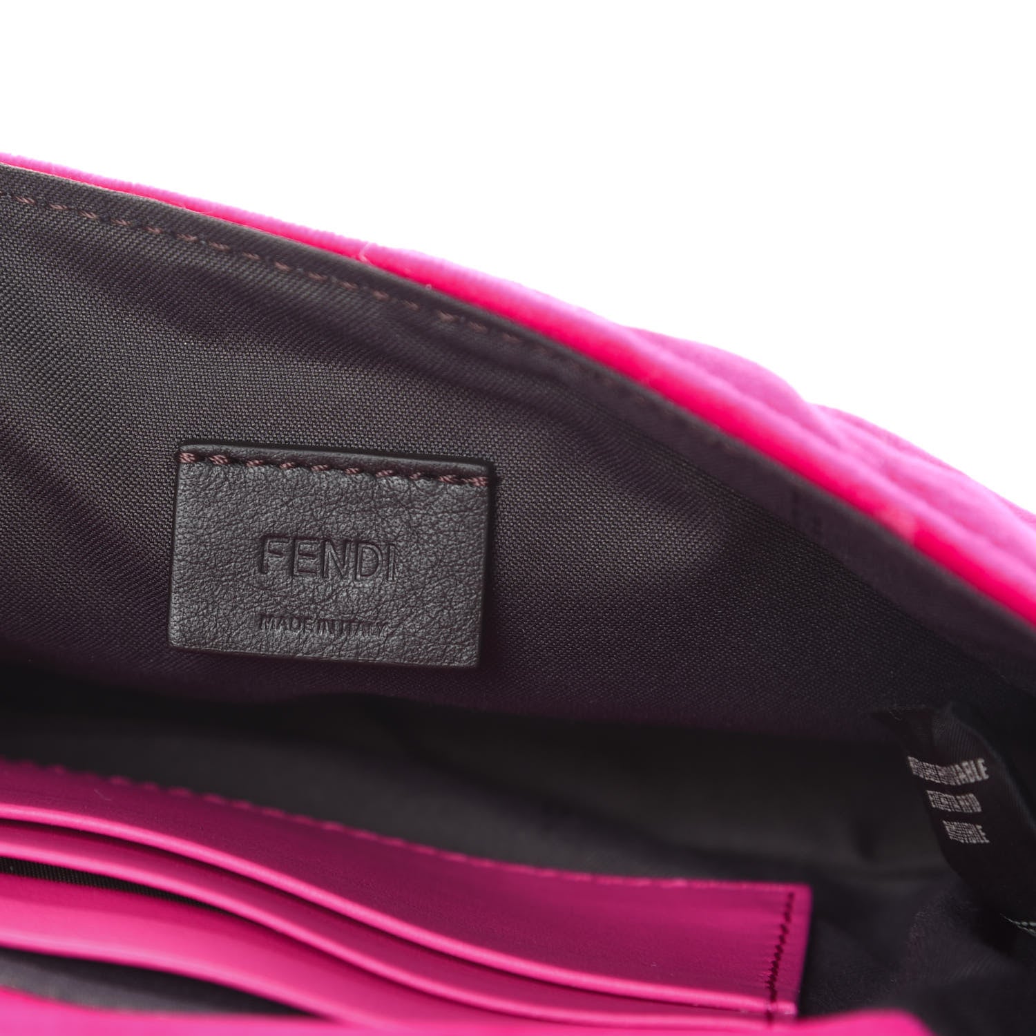 Fendi Velvet FF Embossed Hip Belt Baguette Bag Fuxia 7 of 13