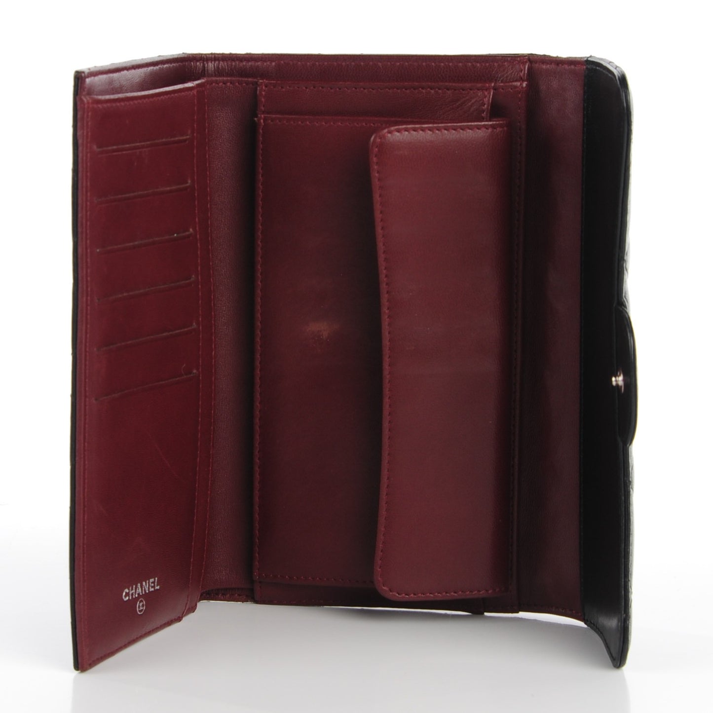 Lambskin Quilted Large Flap Wallet Black