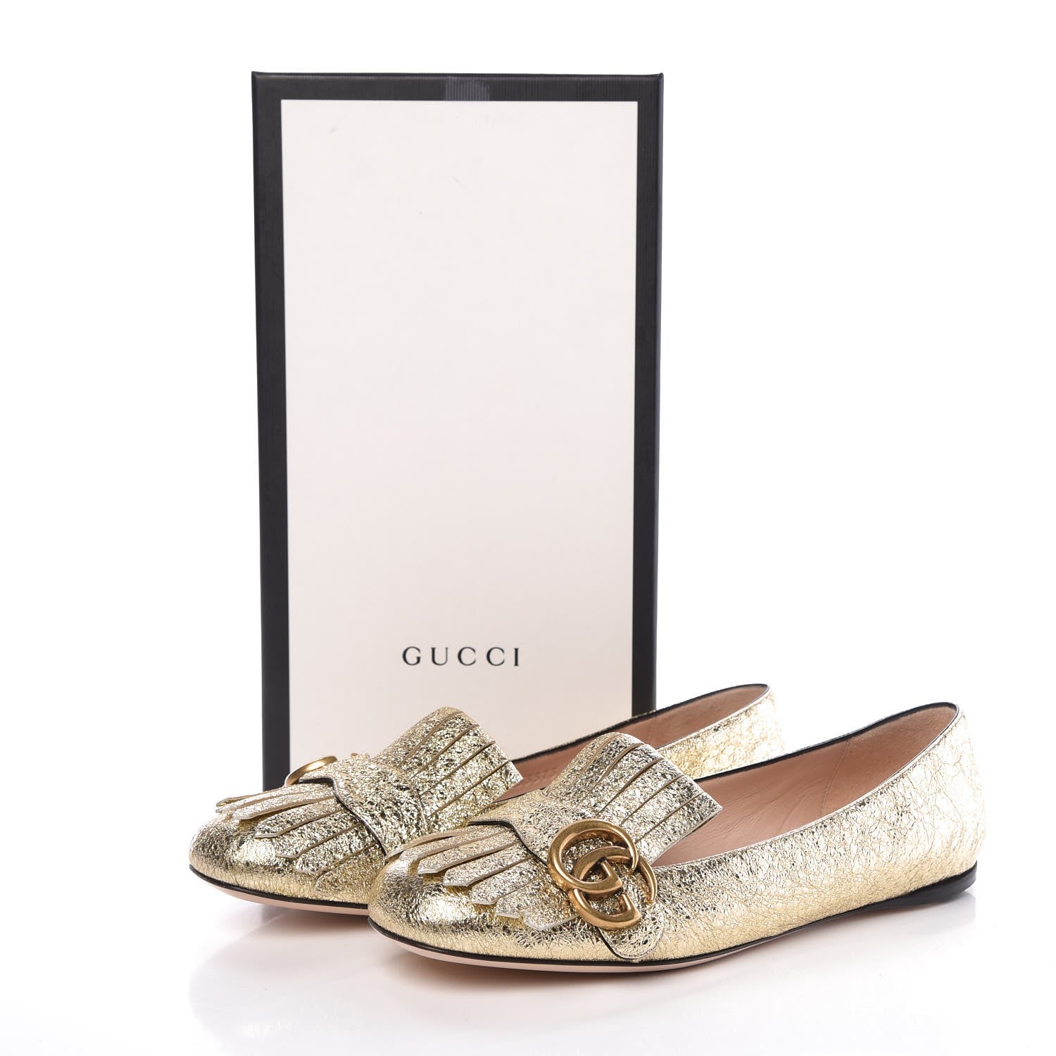 Gucci Galassia GG Marmont Fringe Flats 38 Platino 10 of 10