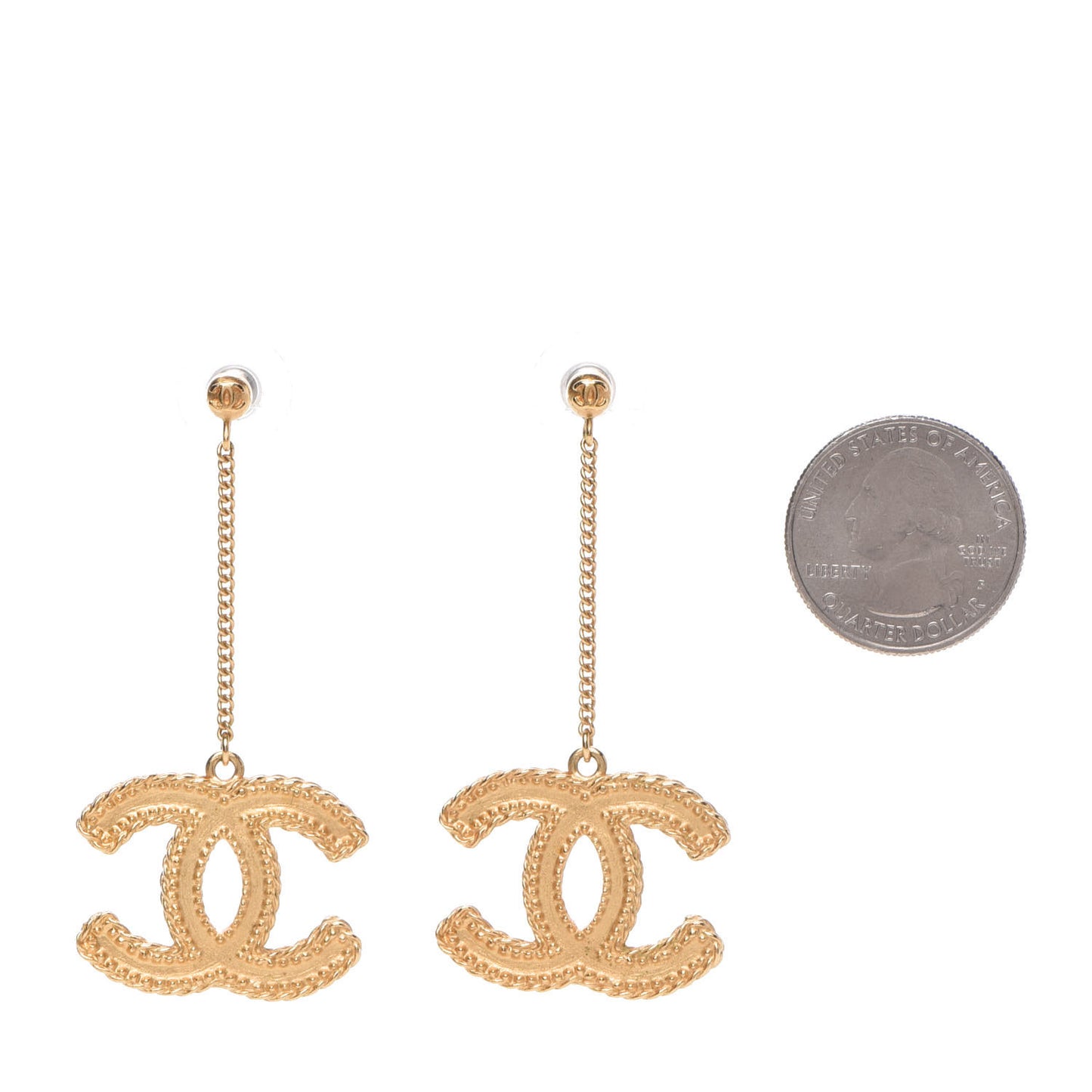 CC Drop Earrings Matte Gold