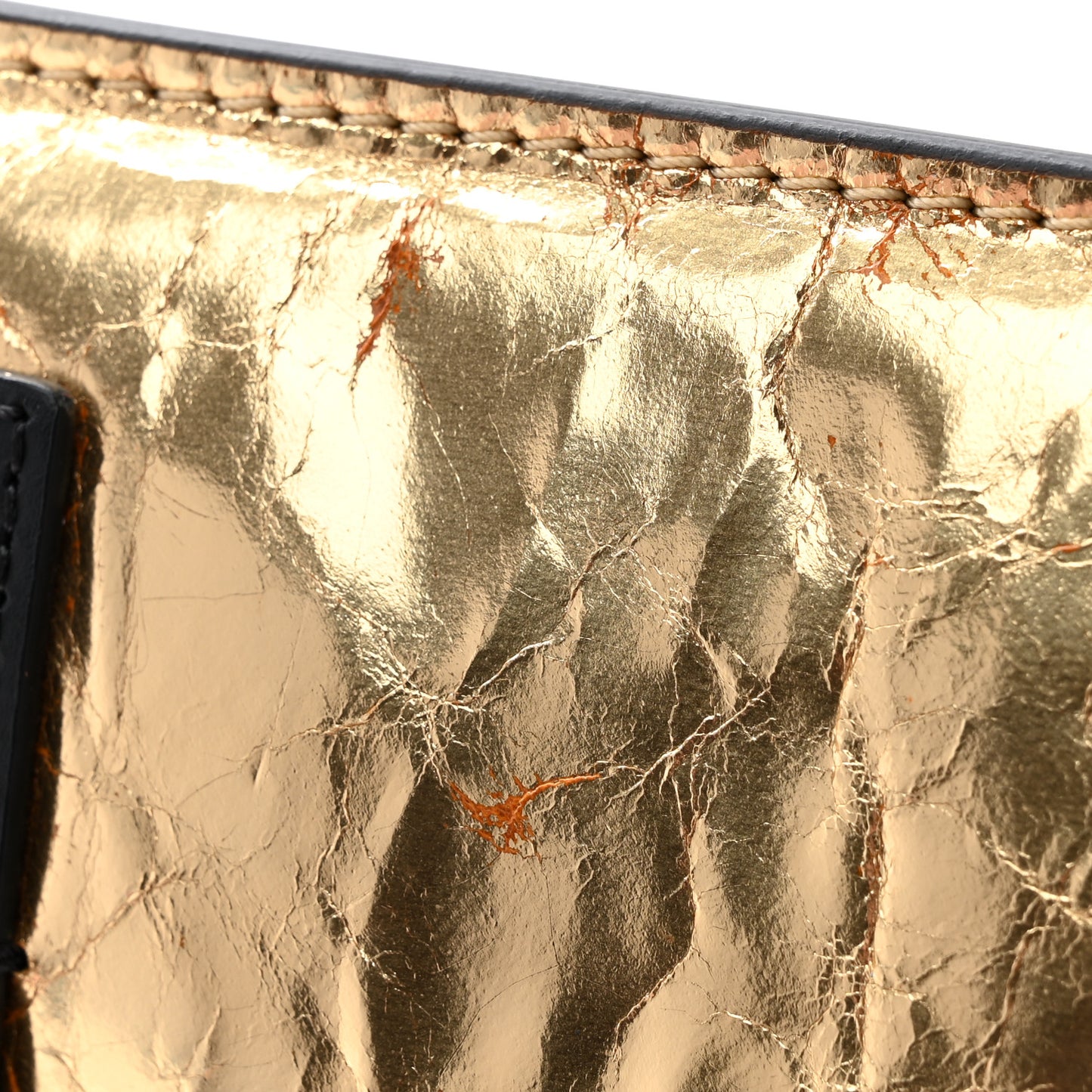 Metallic Lambskin Small Feminine Pouch Clutch Gold
