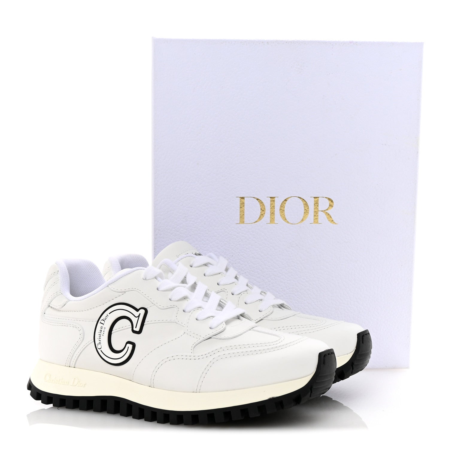 Christian Dior Calfskin C'est Dior Sneakers 37.5 White Black 10 of 10