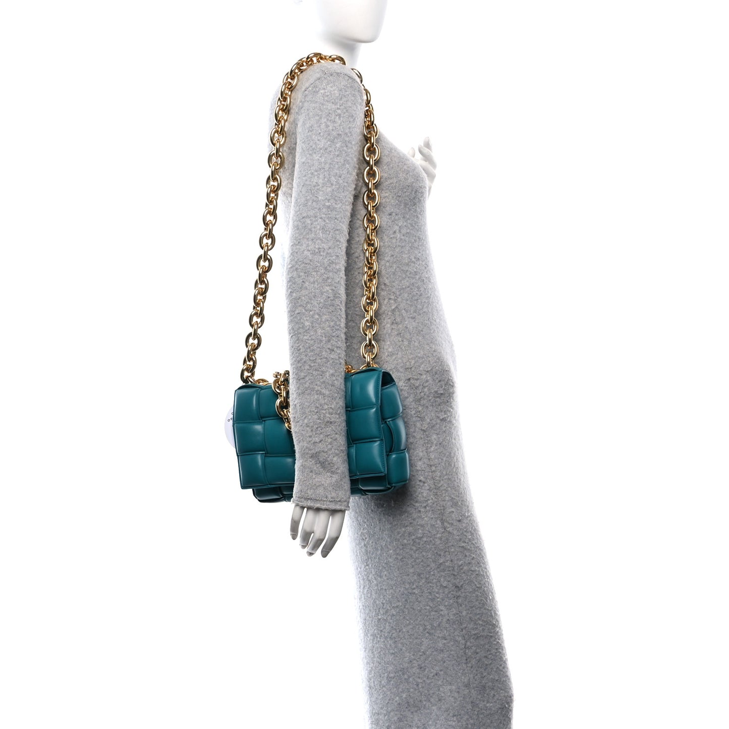 Lambskin Maxi Intreccio Padded Chain Cassette Crossbody Bag Mallard