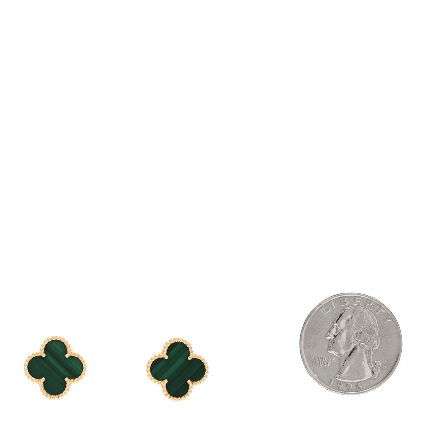 18K Yellow Gold Malachite Vintage Alhambra Earrings