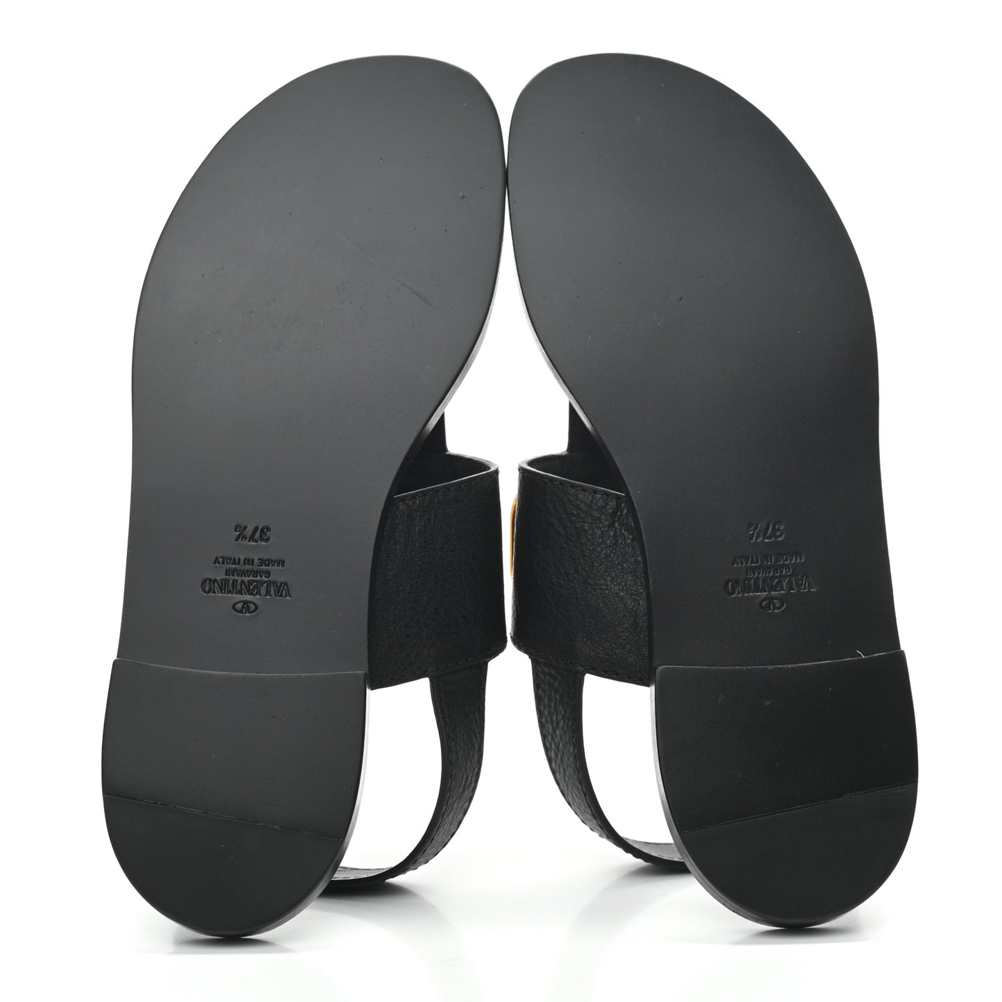 Grainy Cowhide Vlogo Slingback Flat Thong Sandals 37.5 Black