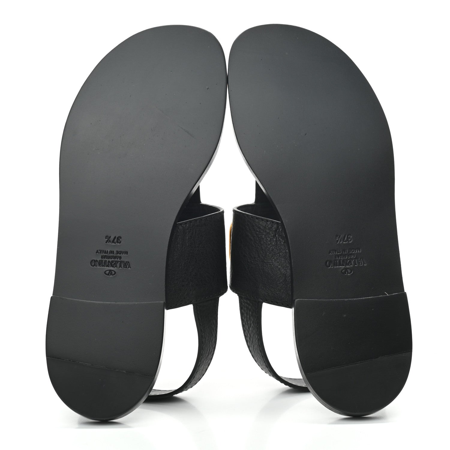 Valentino Garavani Grainy Cowhide Vlogo Slingback Flat Thong Sandals 37.5 Black 5 of 7