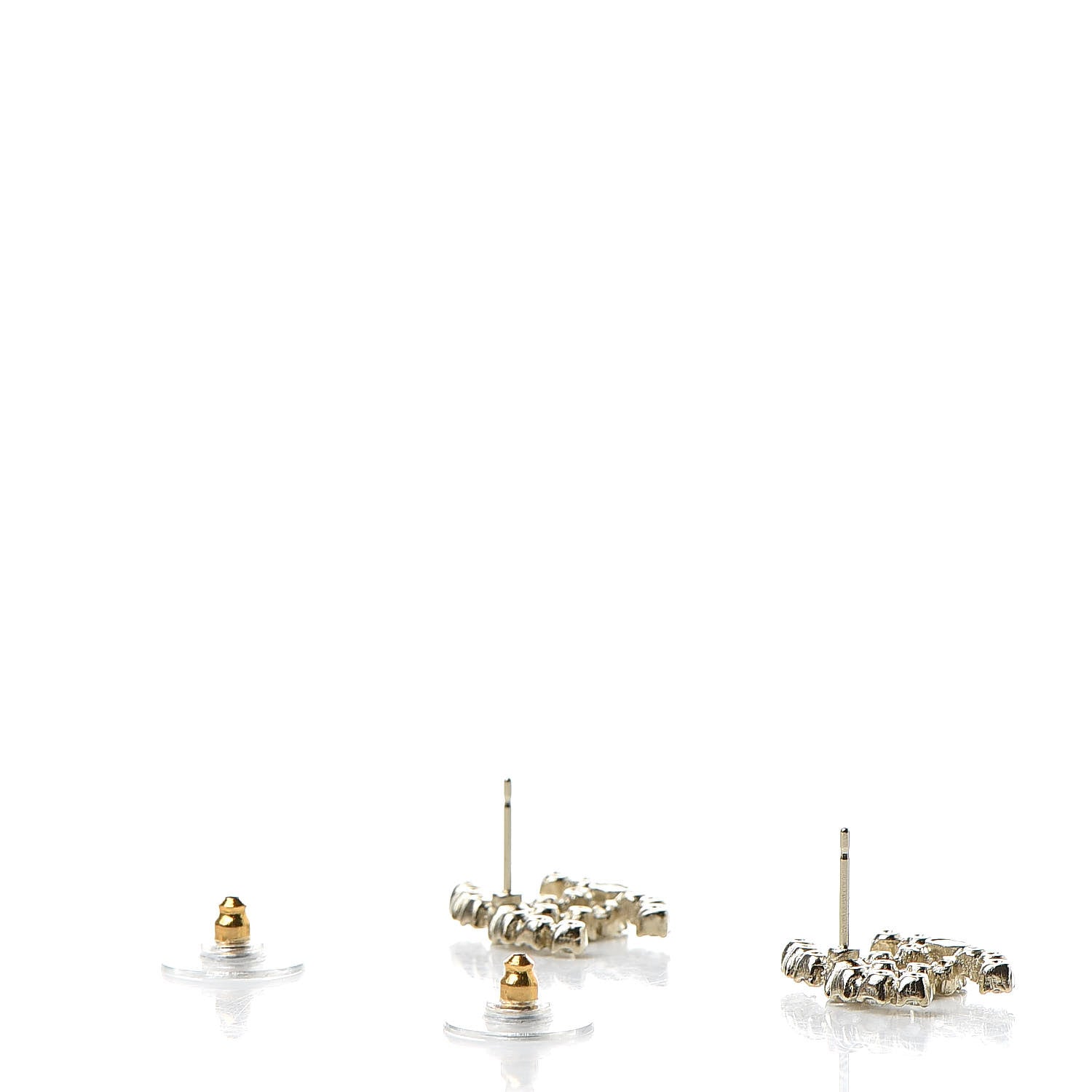 Chanel Crystal CC Earrings Light Gold 3 of 5