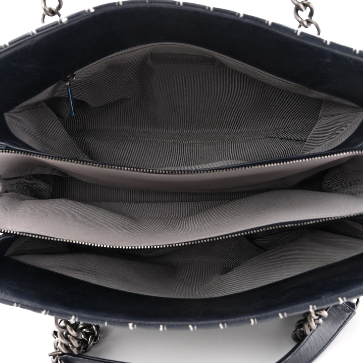 Lambskin Vertical Quilted Tote Navy