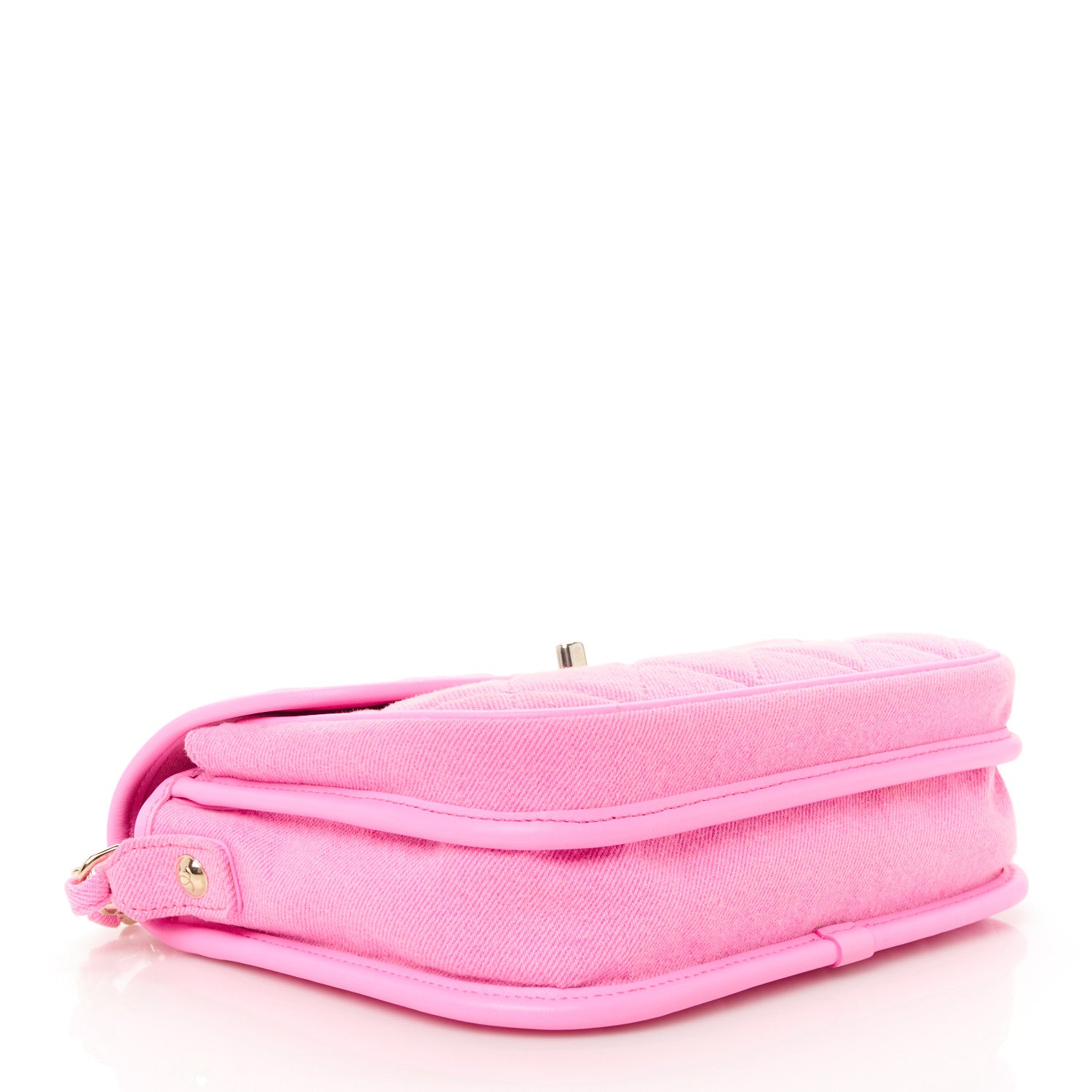 Chanel Denim Quilted Small Messenger Flap Neon Pink 4 of 12