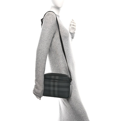 Burberry Coated Canvas Calfskin Check Muswell Bag Charcoal 2 of 11