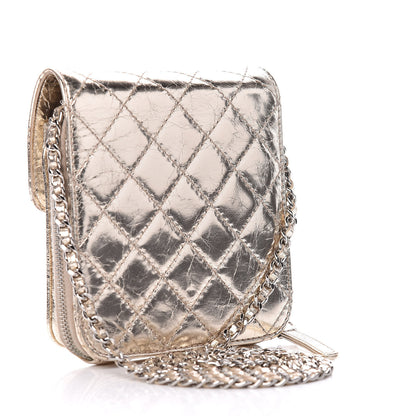 Chanel Crackled Aged Calfskin Mini Crossbody Flap Gold 3 of 10