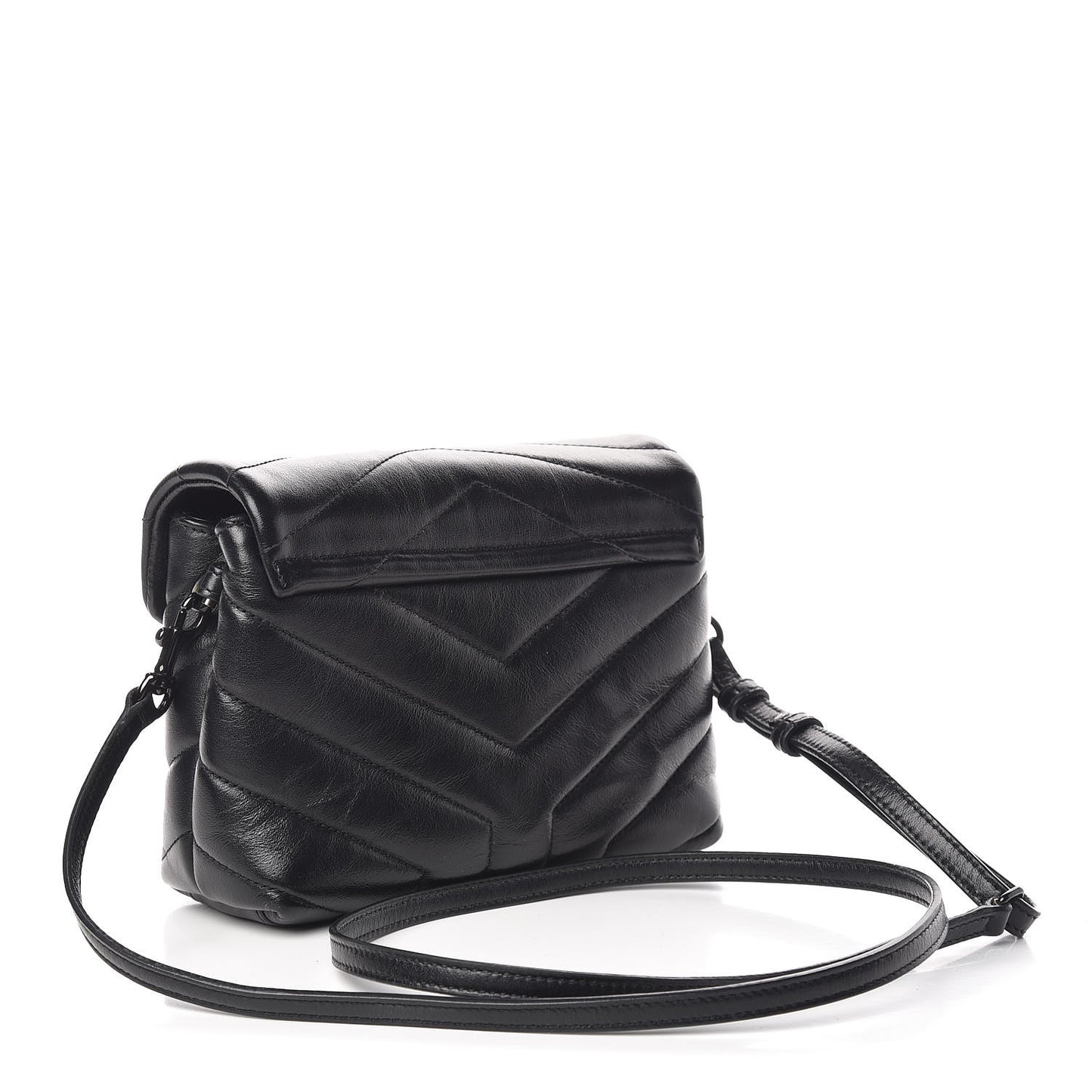 Calfskin Y Quilted Monogram Toy Loulou Crossbody Bag Black