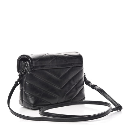 Saint Laurent Calfskin Y Quilted Monogram Toy Loulou Crossbody Bag Black 3 of 11