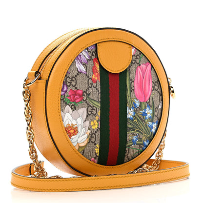Gucci GG Supreme Monogram Flora Web Mini Ophidia Round Shoulder Bag Beige Multicolor Crop 3 of 10