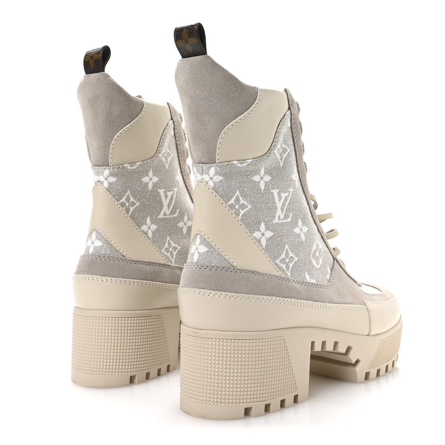 Louis Vuitton Suede Calfskin Laureate Platform Desert Boots 39.5 Taupe 5 of 8