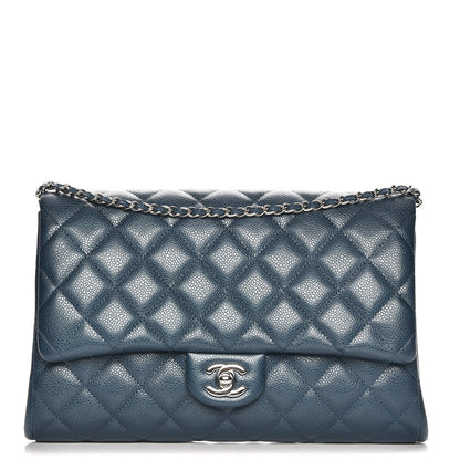 Chanel Iridescent Caviar Quilted Clutch With Chain Flap Blue 1 of 7