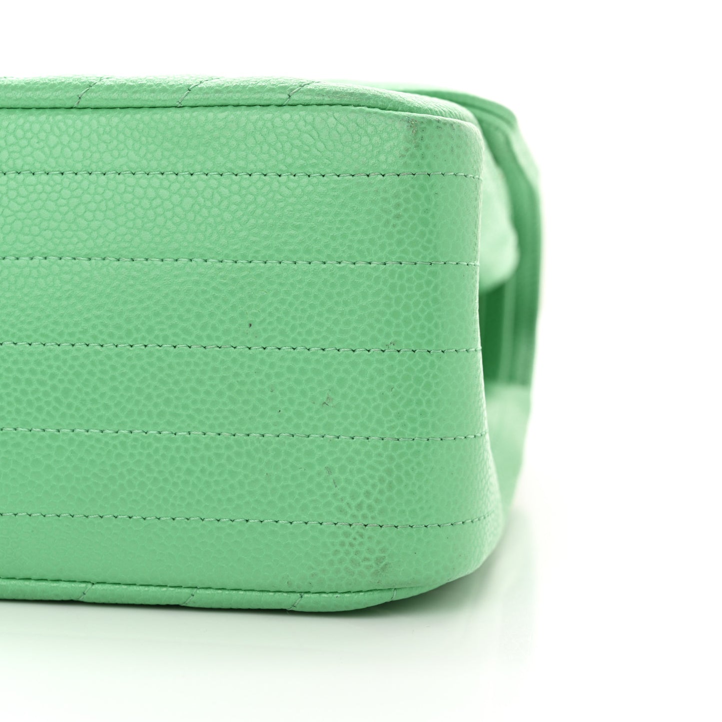 Caviar Chevron Quilted Jumbo Double Flap Green