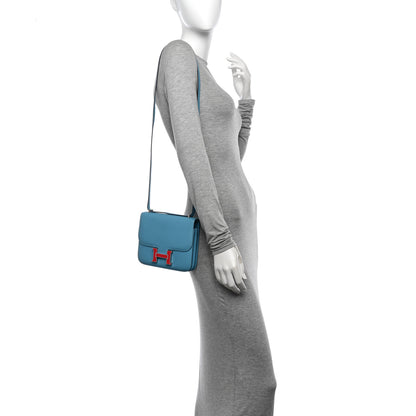 Hermes Epsom Enamel Constance 18 Bleu du Nord Rouge 2 of 11
