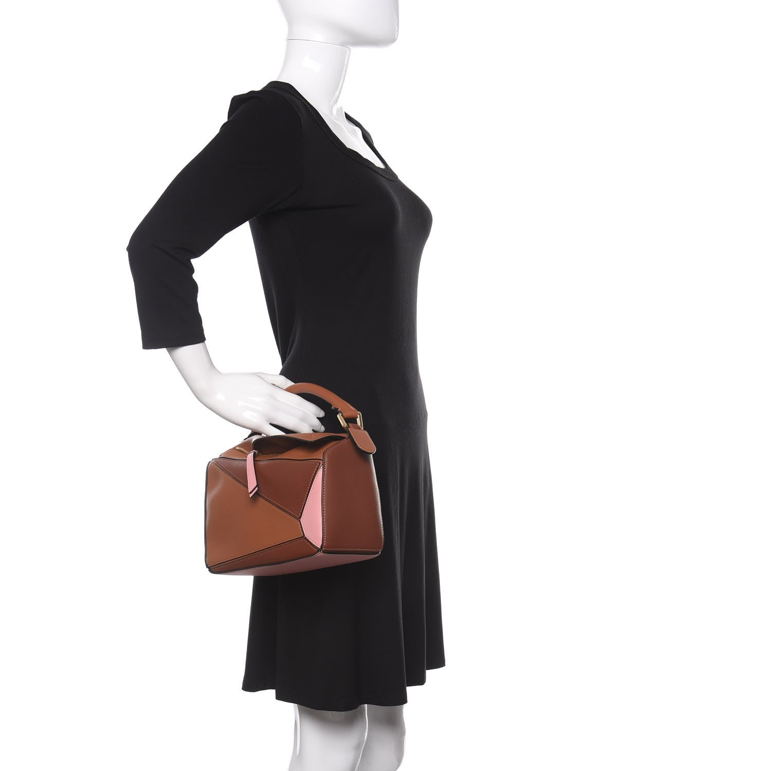 Loewe Calfskin Small Puzzle Bag Tan Medium Pink 2 of 9