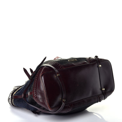Burberry Raffia Whipstitch Bag Brown Black 4 of 8