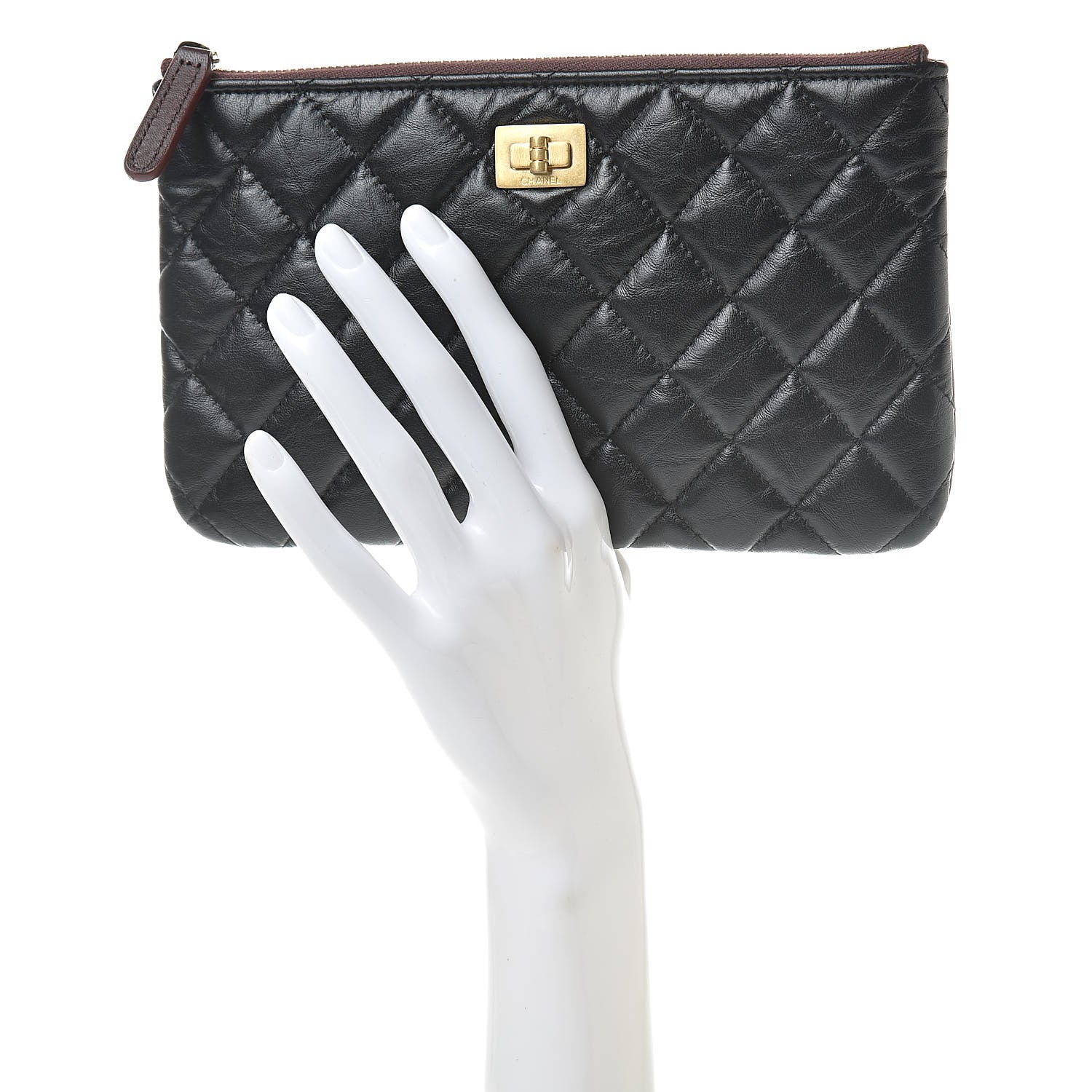 Chanel Aged Calfskin Quilted Medium Reissue Cosmetic Case Black 2 of 7