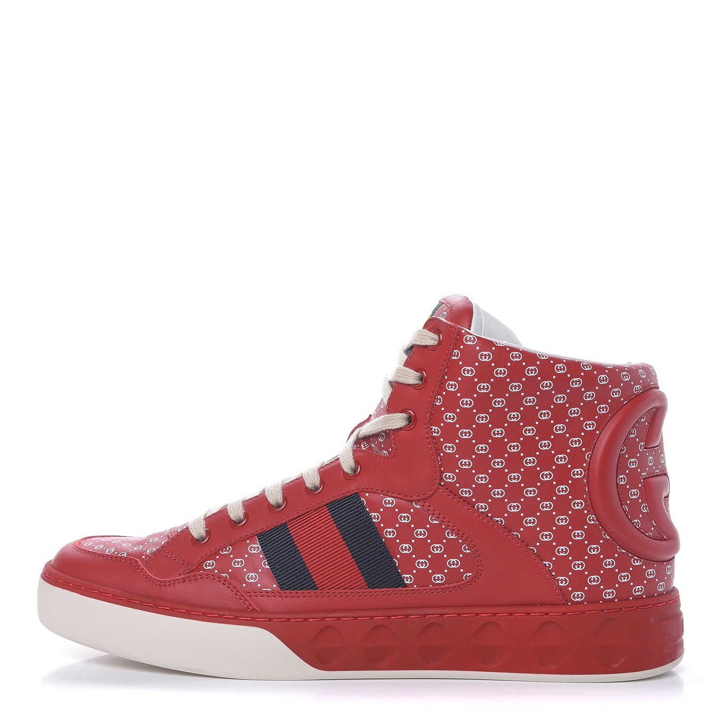 X DAPPER DAN Calfskin GG Micro Monogram Mens High Top Sneakers 9 Hibiscus Red