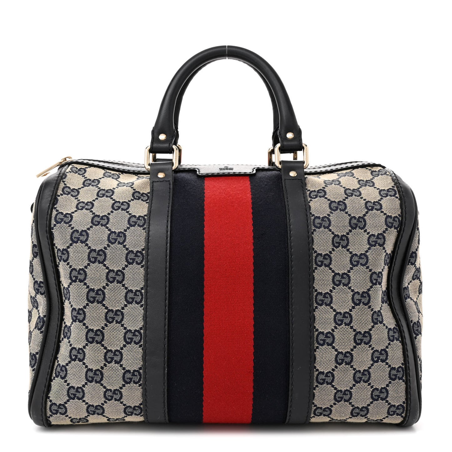 Monogram Selleria Calfskin Vintage Web Medium Boston Beige Blue