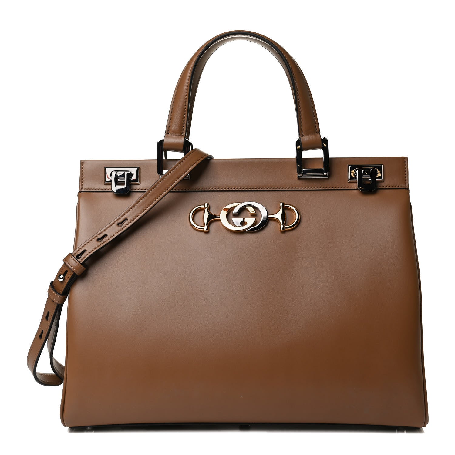 Gucci Smooth Calfskin Medium Zumi Top Handle Bag Friky Taupe 1 of 13