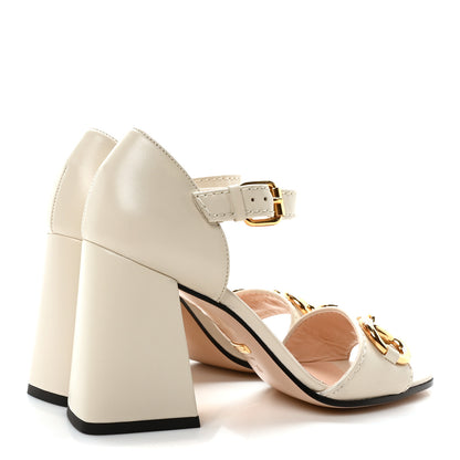 Gucci Nappa Horsebit Cross Strap 95mm Sandals 35 Mystic White 5 of 9