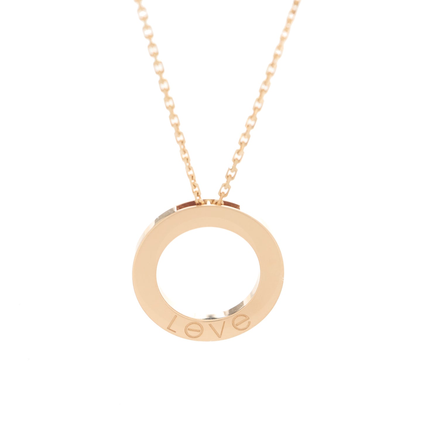 18K Pink Gold 3 Diamonds LOVE Pendant Necklace