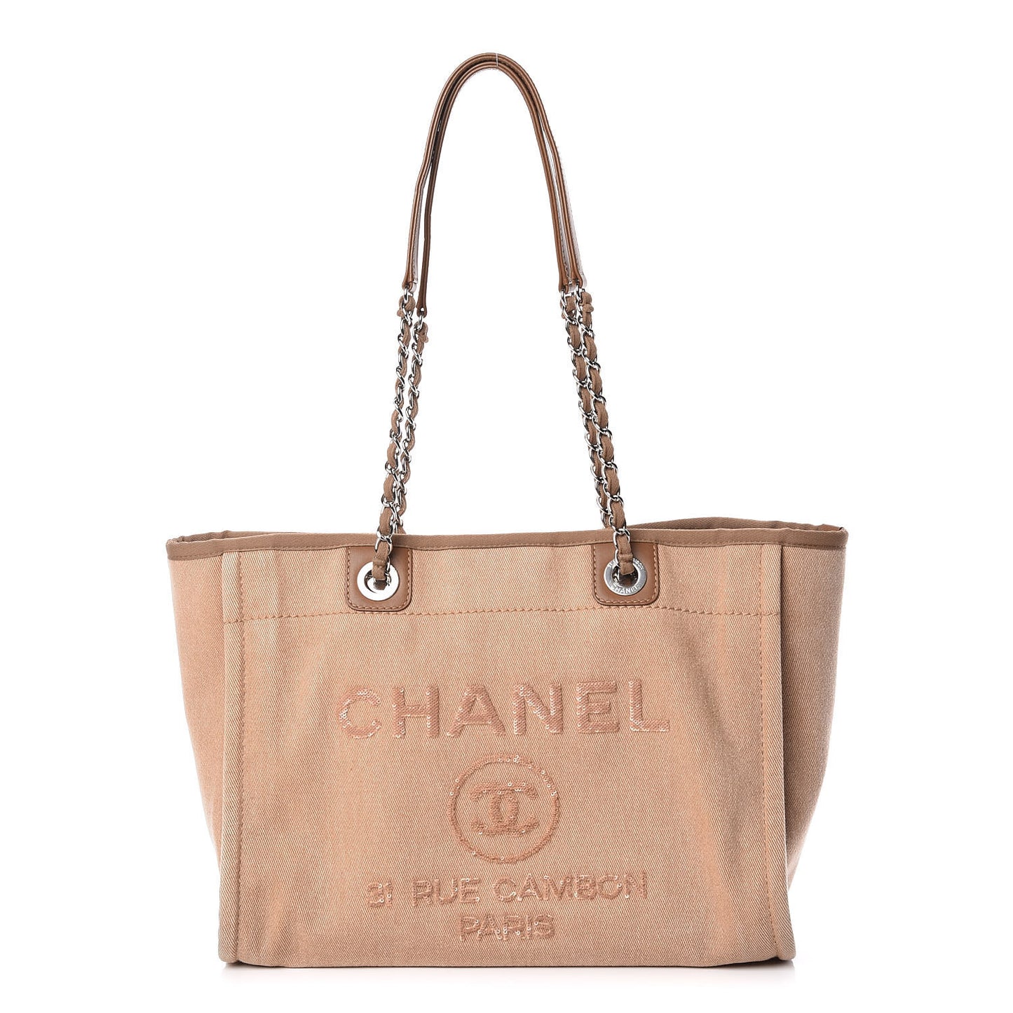 Canvas Sequin Small Deauville Tote Ecru
